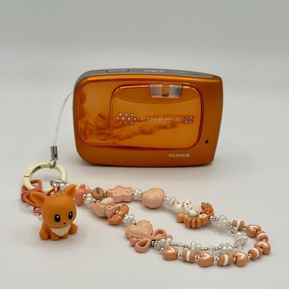 Fujifilm Orange Kids Camera with Cute Charm Bracelet